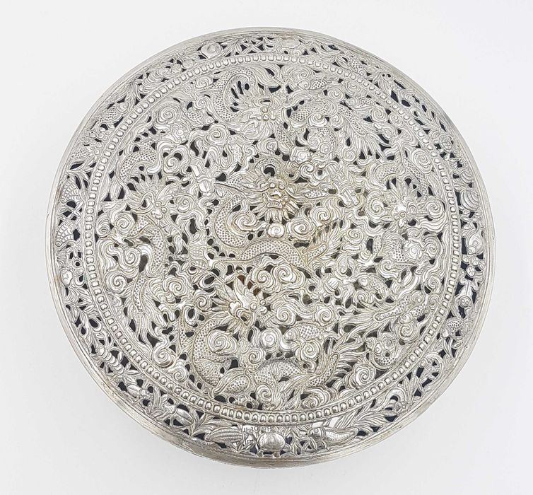 Superba caseta veche din argint China/Taiwan inceput sec.xx