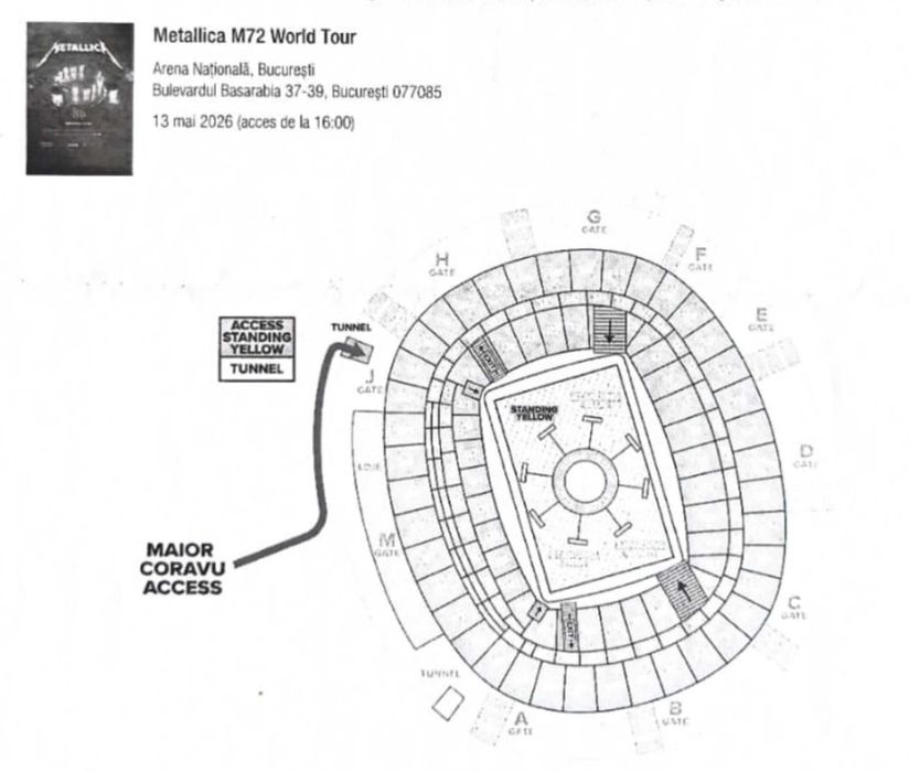 Bilet concert Metallica in zona "yellow" gazon