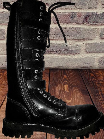 Bocanci Steel Boots 41 piele naturala, militari army, 20 inele, noi