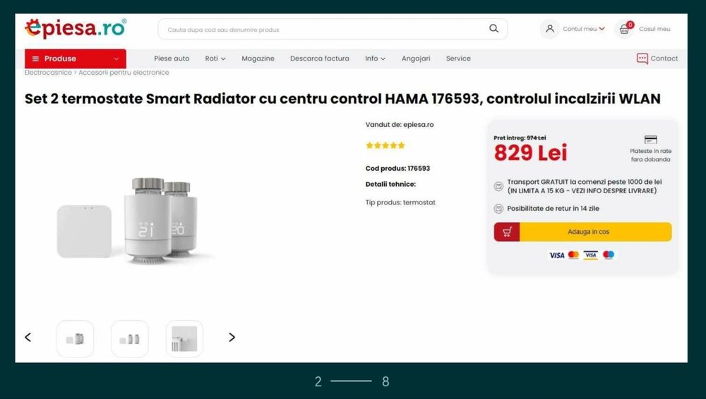 Termostat inteligent Hama pentru calorifer, cu control inteligent WLAN