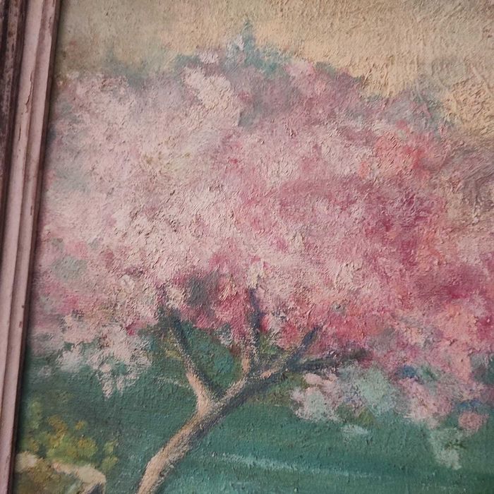 Tablou Vechi Peisaj Casa cu turn la malul marii