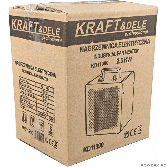 Incalzitor electric cu termostat, 3 trepte, 2500 W, Kraft