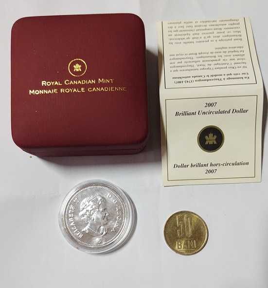 Dollar Canadian din Argint de Colectie- ban de argint  2007