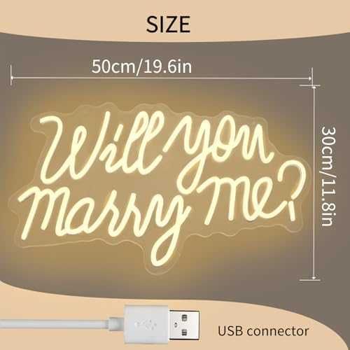 Нова Голяма LED неон табела Will You Marry Me за фотокът и предложение