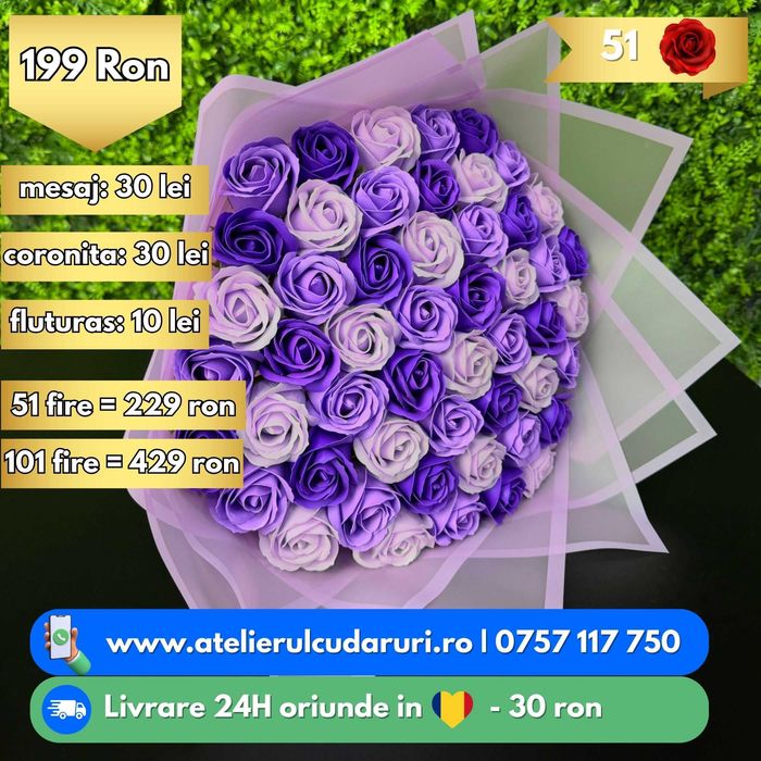 Buchete Trandafiri Sapun, Sclipici , Stitch | Livrare oriunde