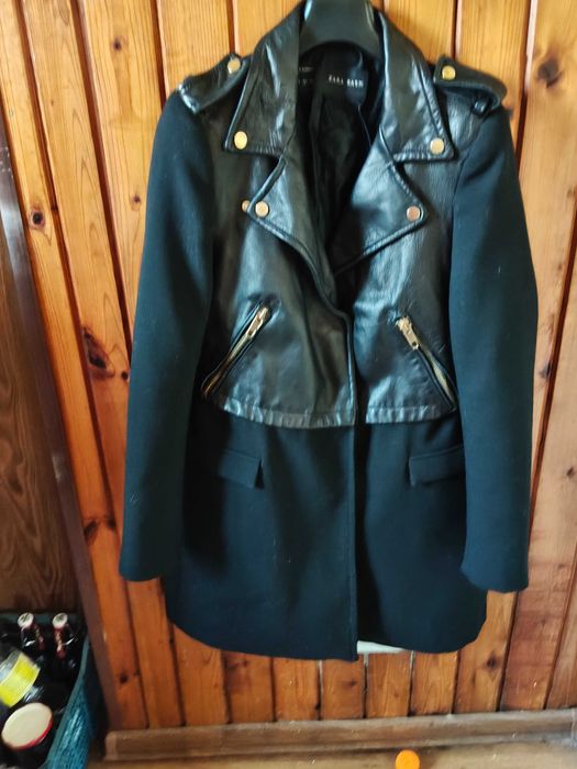 Дълго сако с еко кожа