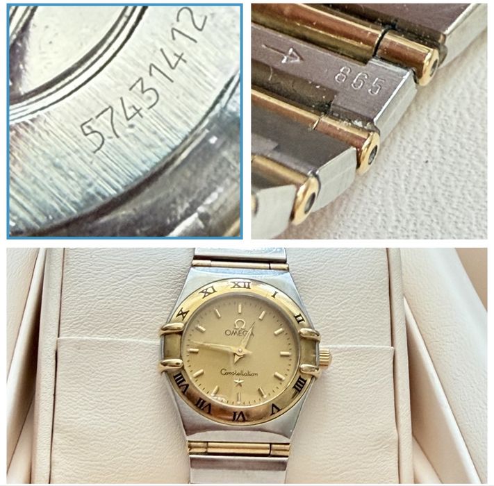 Ceas Omega Constellation Mini 24mm  de Damă – Bezel din Aur Masiv 18K – Linen Dial – Brățară Originală Omega