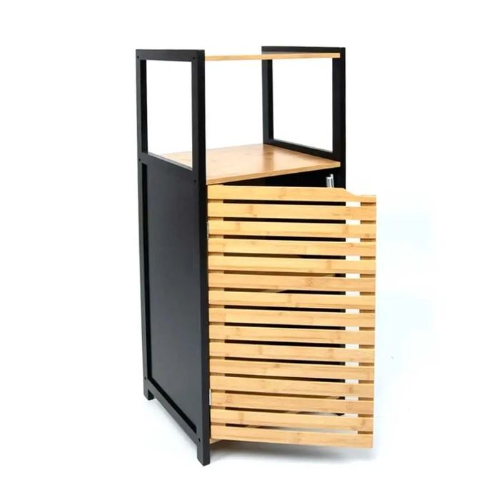Бамбуков шкаф за баня с етажерка