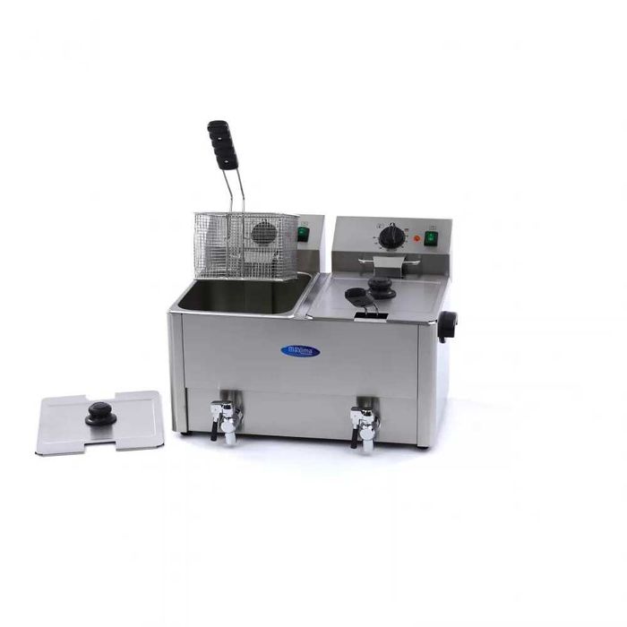 Електрически фритюрник 2 x 8 л, с 2 крана и студена зона