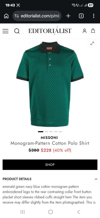 Tricou polo Missoni marimea M barbati
