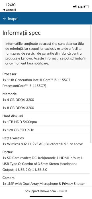 Leptop Lenovo nefolosit .