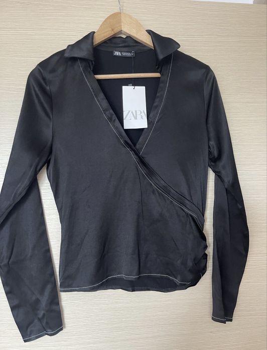 Bluza neagra Satin Zara M. Noua cu eticheta