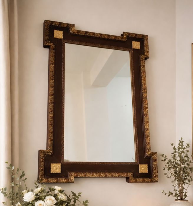 Oglinda antica  deosebita in stil francez cu sticla fațetata și rama d