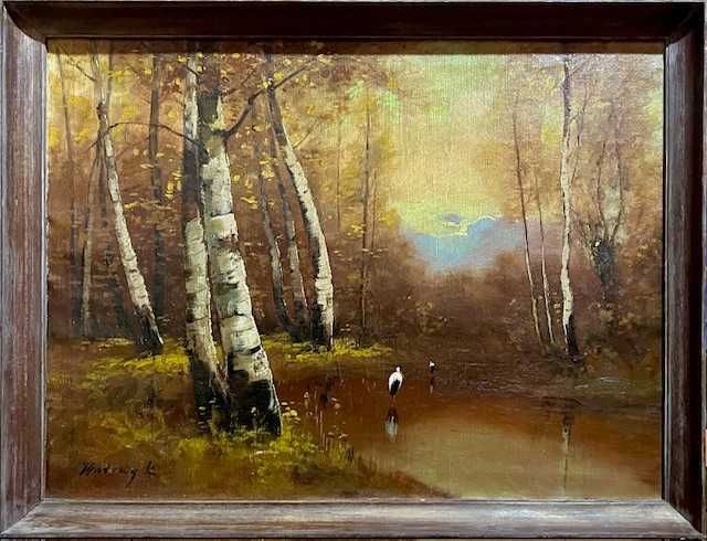 "MESTECENI" SUPERB! tablou foarte vechi, semnat, realizat in ulei pe panza, 80x60cm+rama, Rama lemn