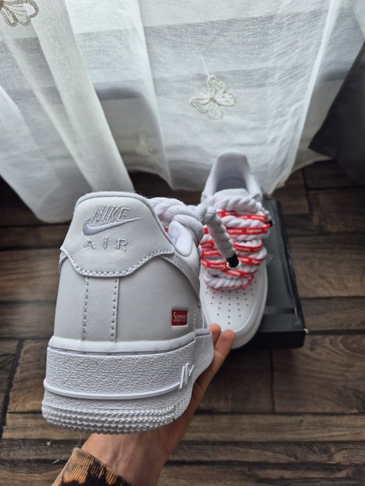 Nike Air Force 1 Low x Supreme White – Custom Rope Laces – Mărime 42