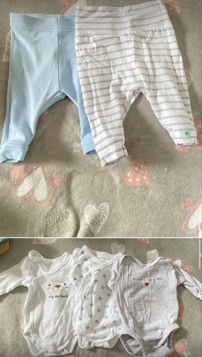 Lot bodyuri, pantaloni, set caciuli bebe baiat 50/56