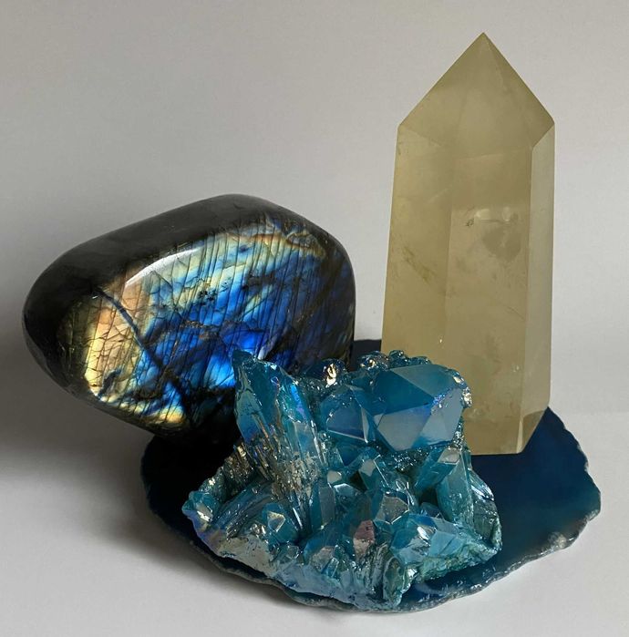 Decor Cristale - Labradorit&Citrin&Cuart Aura - Set Cristale