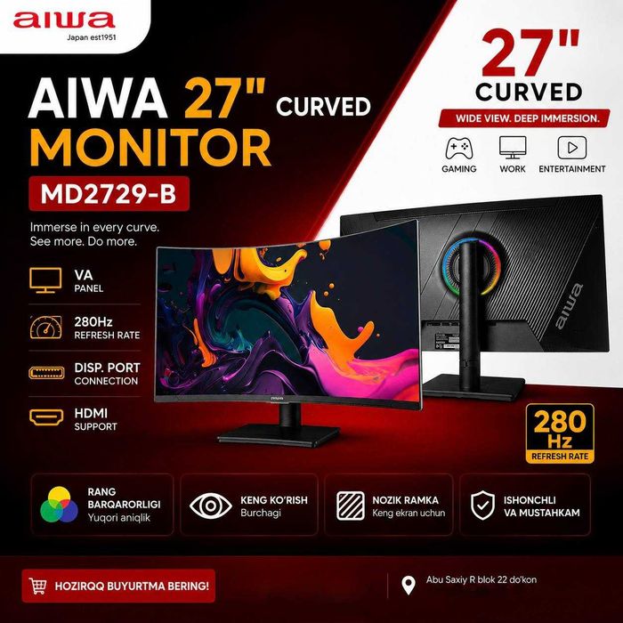 AIWA MD2729-B 27" Curved Monitor