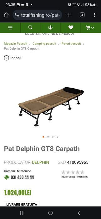 Pat Pescuit Delphin carpath gt8 +husa ca NOU