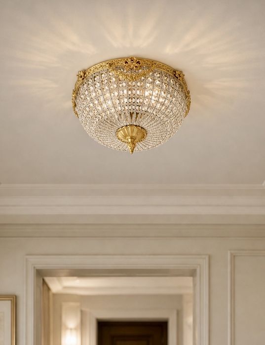 Plafonieră Cristal / Bronz *** vintage / antic / vechi / retro ***