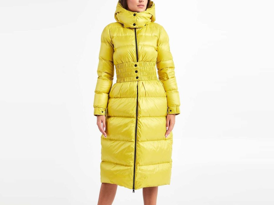 TWINSET НОВО! Дамско Зимно Палто Дълго Пухено Яке Пух Жълто-Зелено M-L