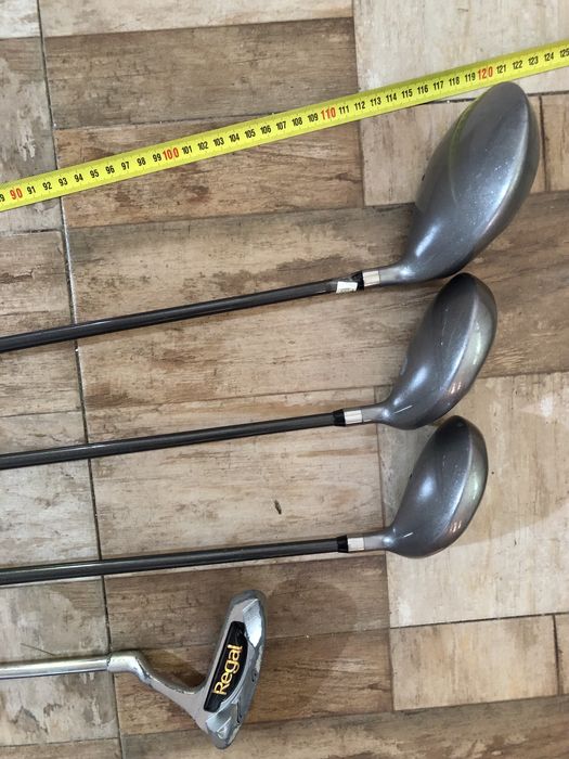 Английски Комплект голф стикове в калфа за голф и сгъваема количка