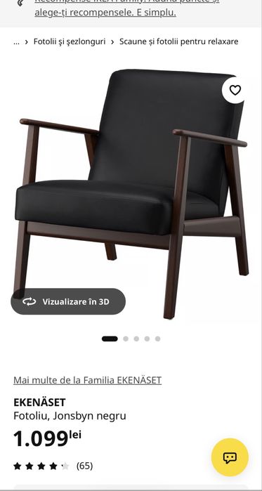 Fotoliu Ikea Ekenaset Lemn Piele