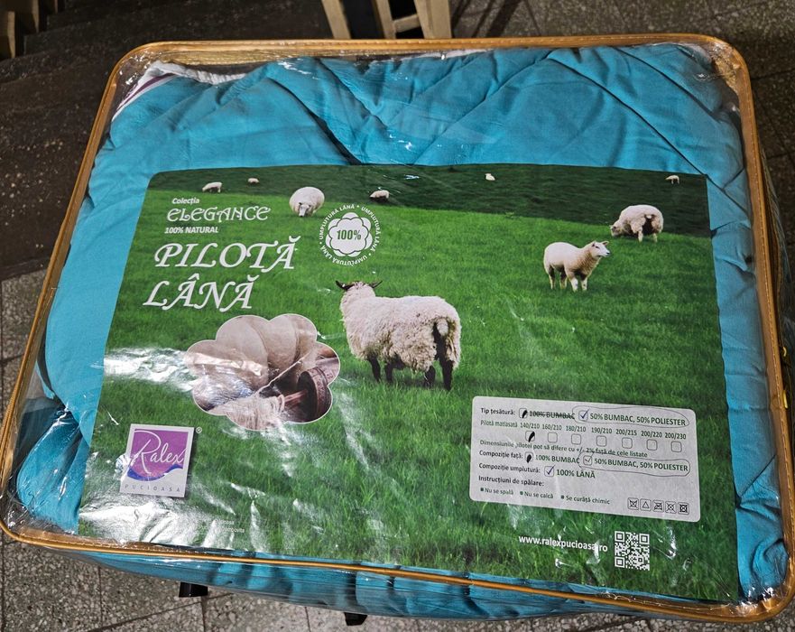 Pilota ft calduroasa umplutura Lana matlasata invelis damasc 140x210cm