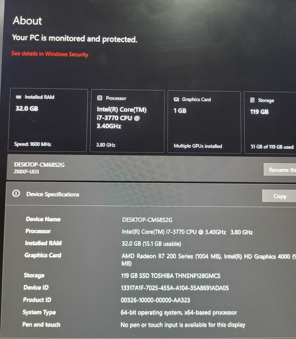 Kit gaming PC Intel i7-3770 3,40GHz 32Gb-DDR3 120Gb-SSD Gigabyte Z68