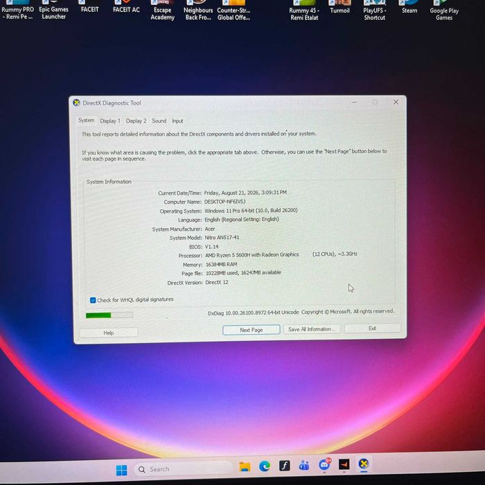 Acer Nitro 5 AN517-41 | Ryzen 5 5600H | RTX 3060 | 16GB RAM | 1TB SSD | 144Hz
