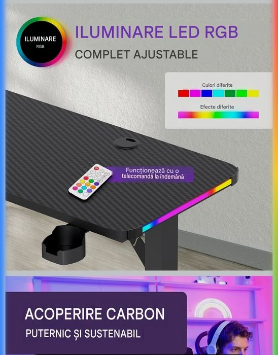 Gaming Desk L-Shape carbon fiber