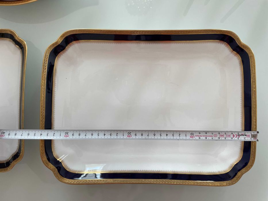 Set 3 platouri vechi Tritschler Cobalt natural și aur stare impecabilă