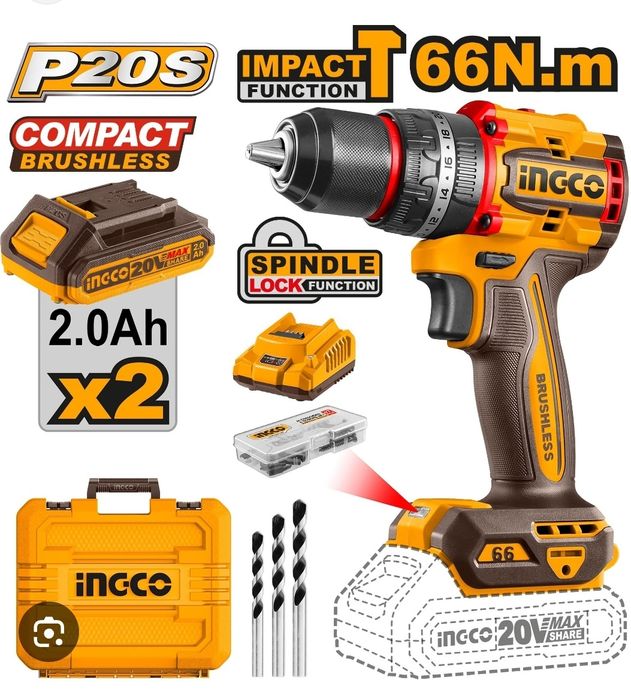 Безщёточный шруповёрт INGCO