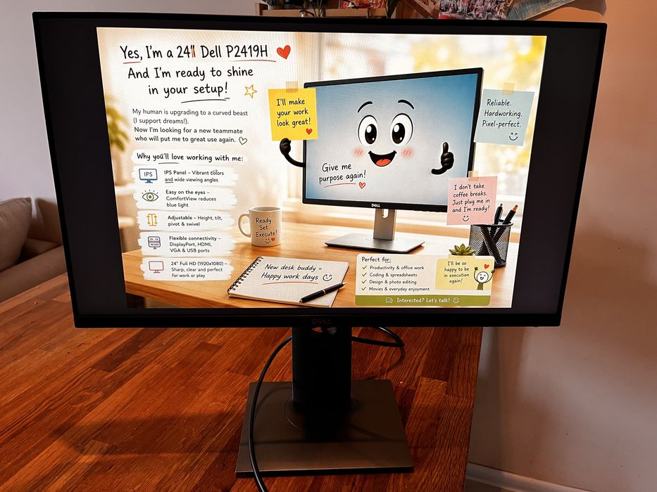 Монитор Dell P2419H – 24’’ IPS, отлично състояние