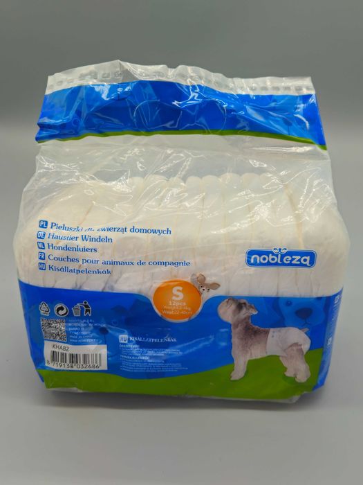 Еднократни пелени за кучета Nobleza, размер S, 12 броя, талия 22–40 см