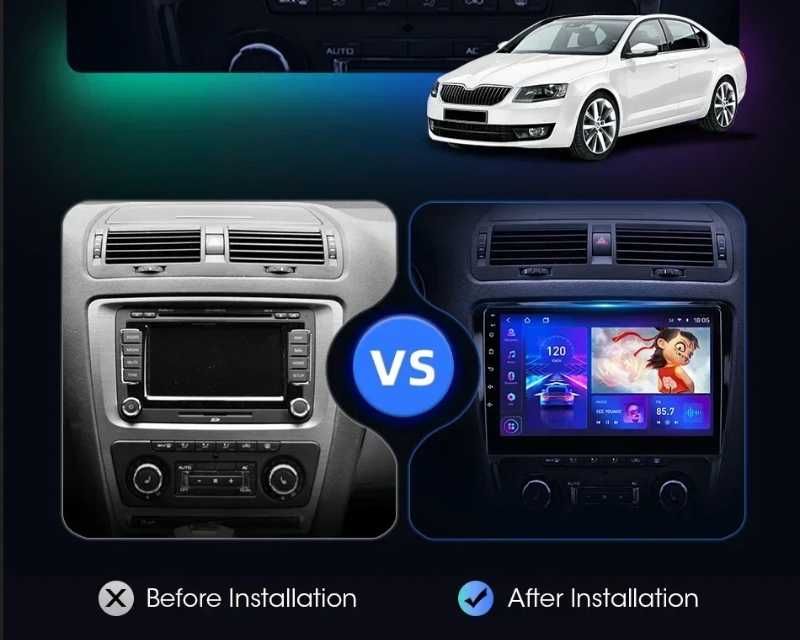 Skoda Octavia 2007/2013 10” 2-DIN Android 14, 4/64GB, 1280x720, CP AA
