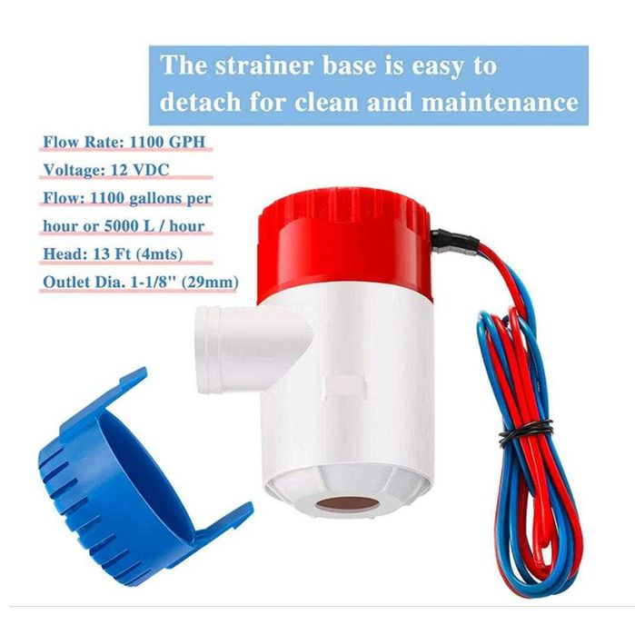 Отводнителна потопяема помпа, 12V, 1100GPH