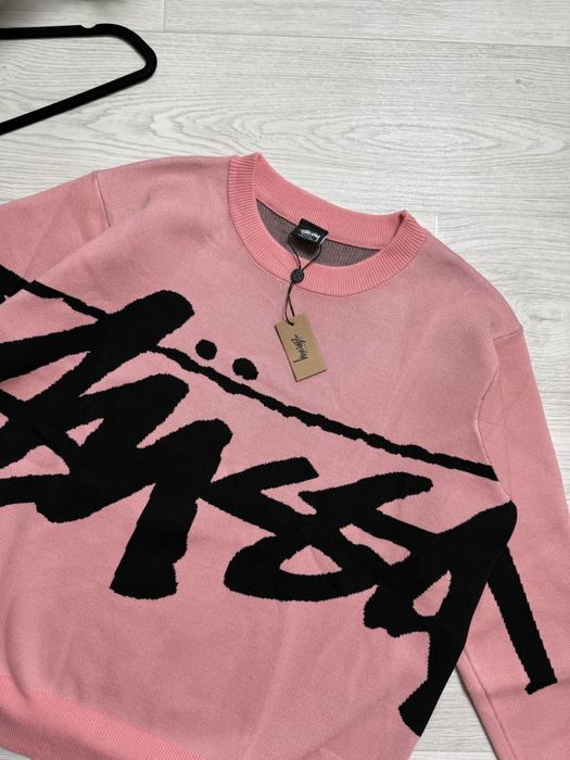 Класически плетен пуловер Stussу с разпознаваемо лого