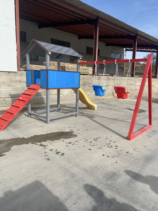 Детска катерушка, пързалка, люлка, пясъчник от дърво