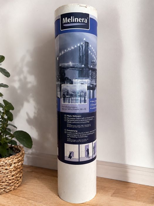 Tapet foto panoramic XXL cu skyline New York – Brooklyn Bridge, alb-negru, 3,6x2,7 m