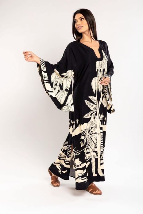 Уникална рокля 100% вискоза палми Дубай Италия Гърция