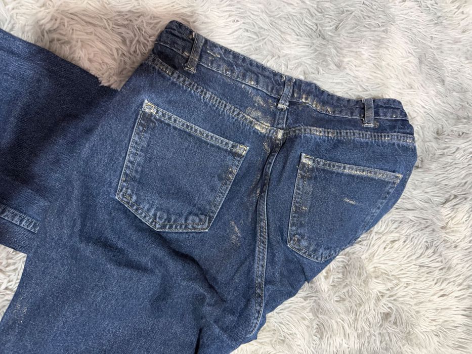 Сини дънки със златист ефект