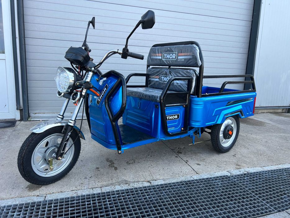 Triciclu electric verde Green Army Thor City Eco Blue Sky Red Agramix