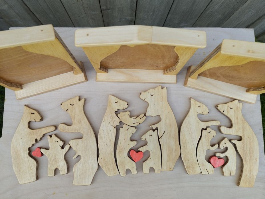 Puzzle ursuleți din lemn