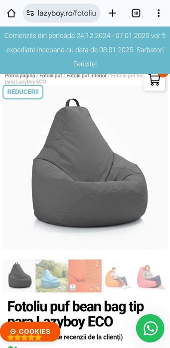 Puf mare, foarte confortabil, stare foarte bună, și rezistent la apă