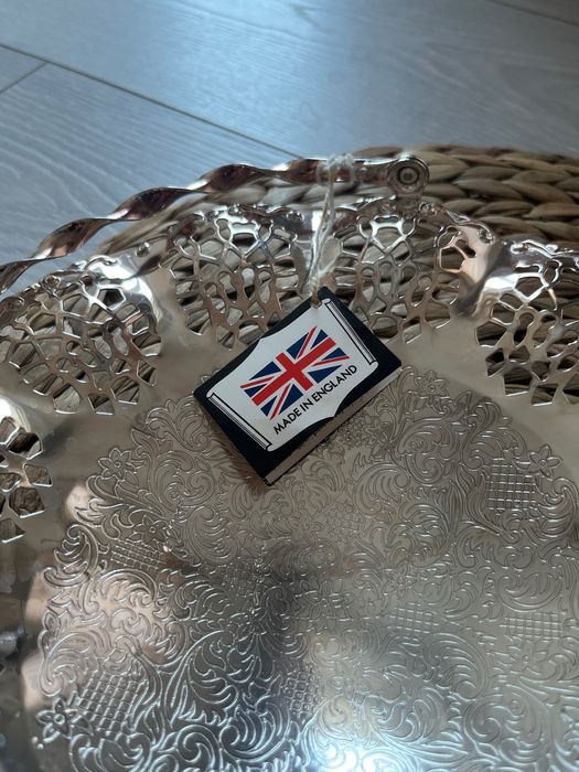 Посребрена фруктиера, поднос за плодове, Queen Anne от 80те, 24см