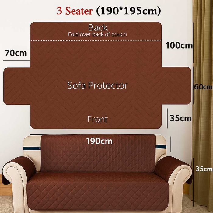 Покривало за триместен диван 190 × 195 см – кафяво
