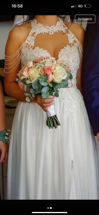 Rochie de mireasa unica,cusuta manual marimea S