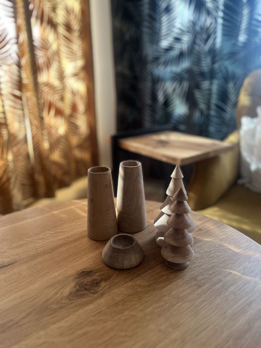 Дървени свещници и елхички