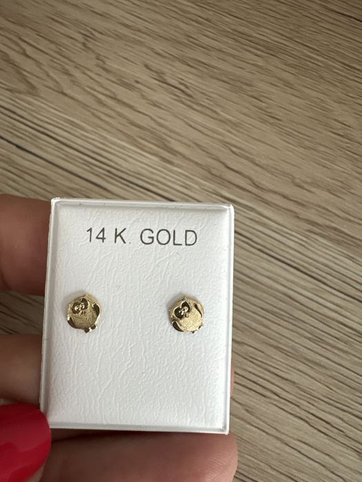 Cercei copii Bufnite aur galben 14k